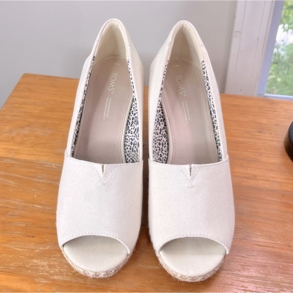 TOMS Michelle Espadrille Peep Toe Wedge - Picture 4 of 15